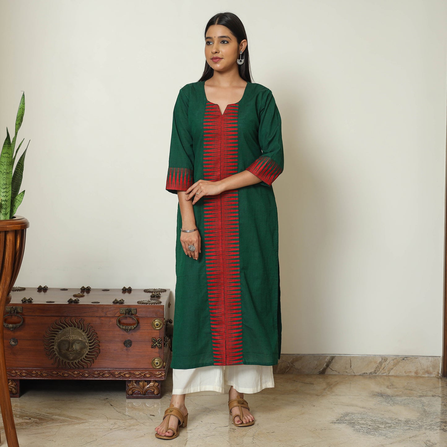 Green - Dharwad Cotton Straight Kurta 01