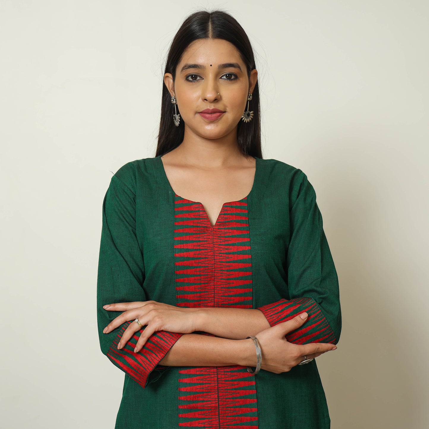 Green - Dharwad Cotton Straight Kurta 01