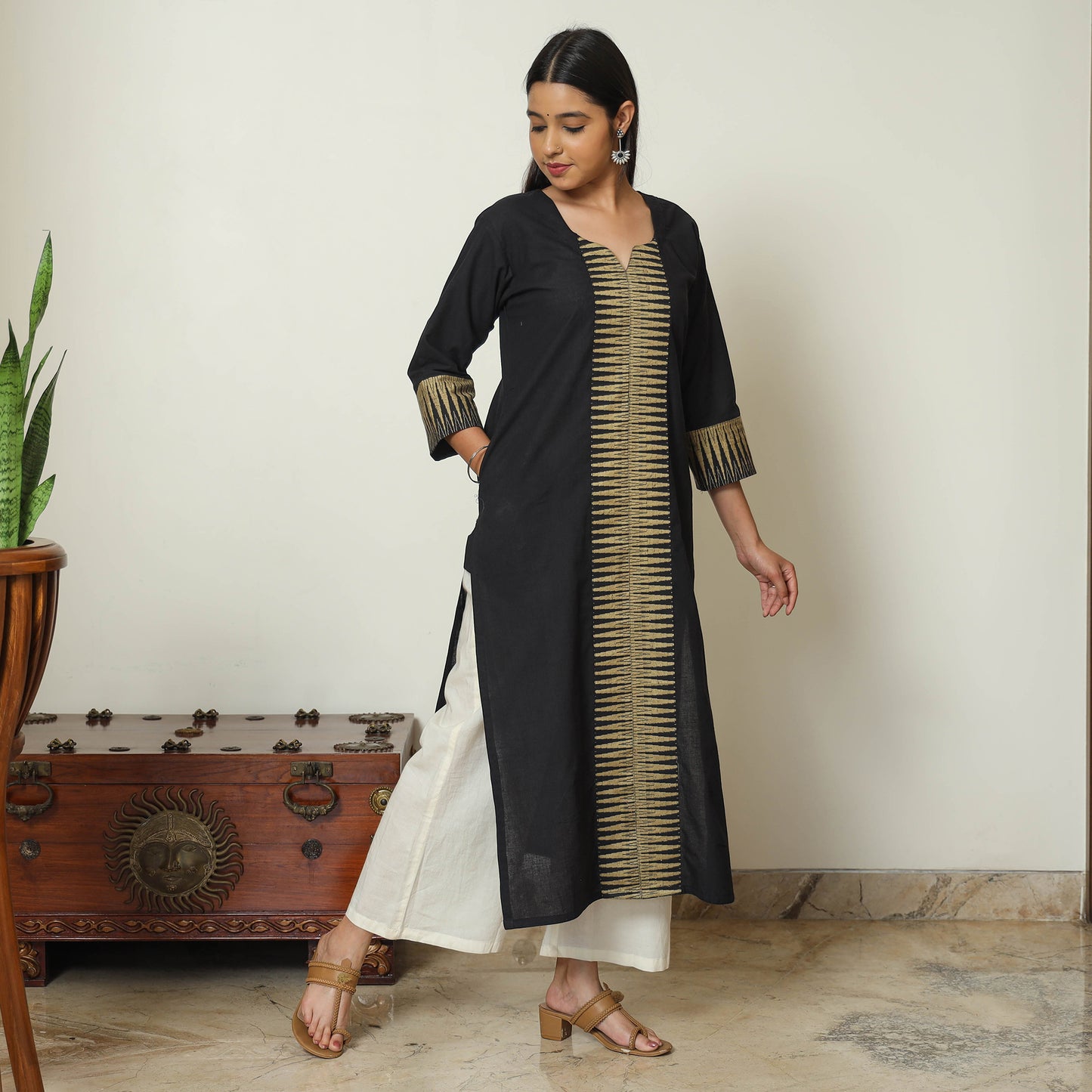 Black - Dharwad Cotton Straight Kurta 03