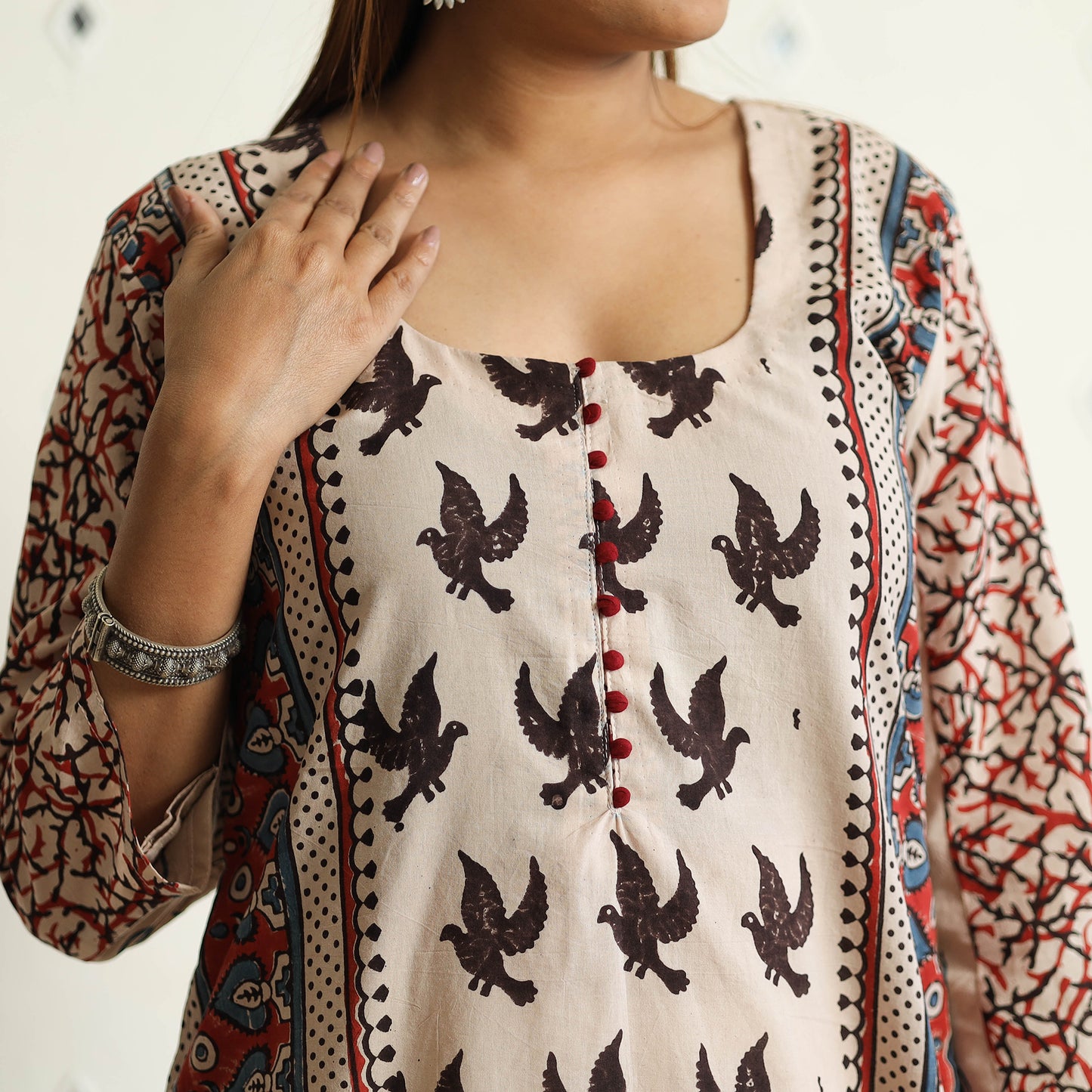 Limited Stock! Beige - Ajrakh Block Printed Cotton Straight Kurta