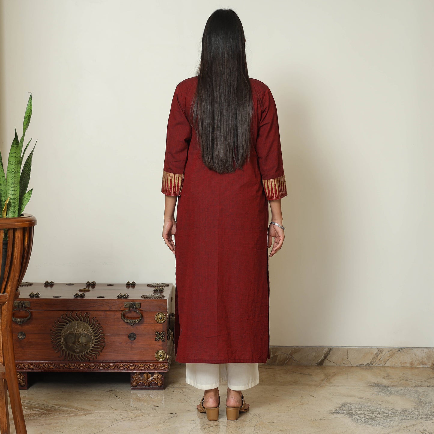 Maroon - Dharwad Cotton Straight Kurta 05