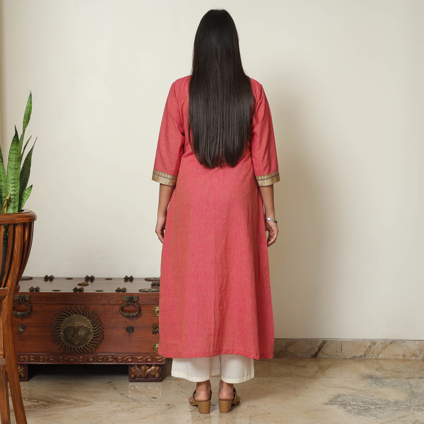 Pink - Dharwad Cotton A-Line Kurta 13