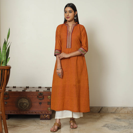 Orange - Dharwad Cotton A-Line Kurta 12