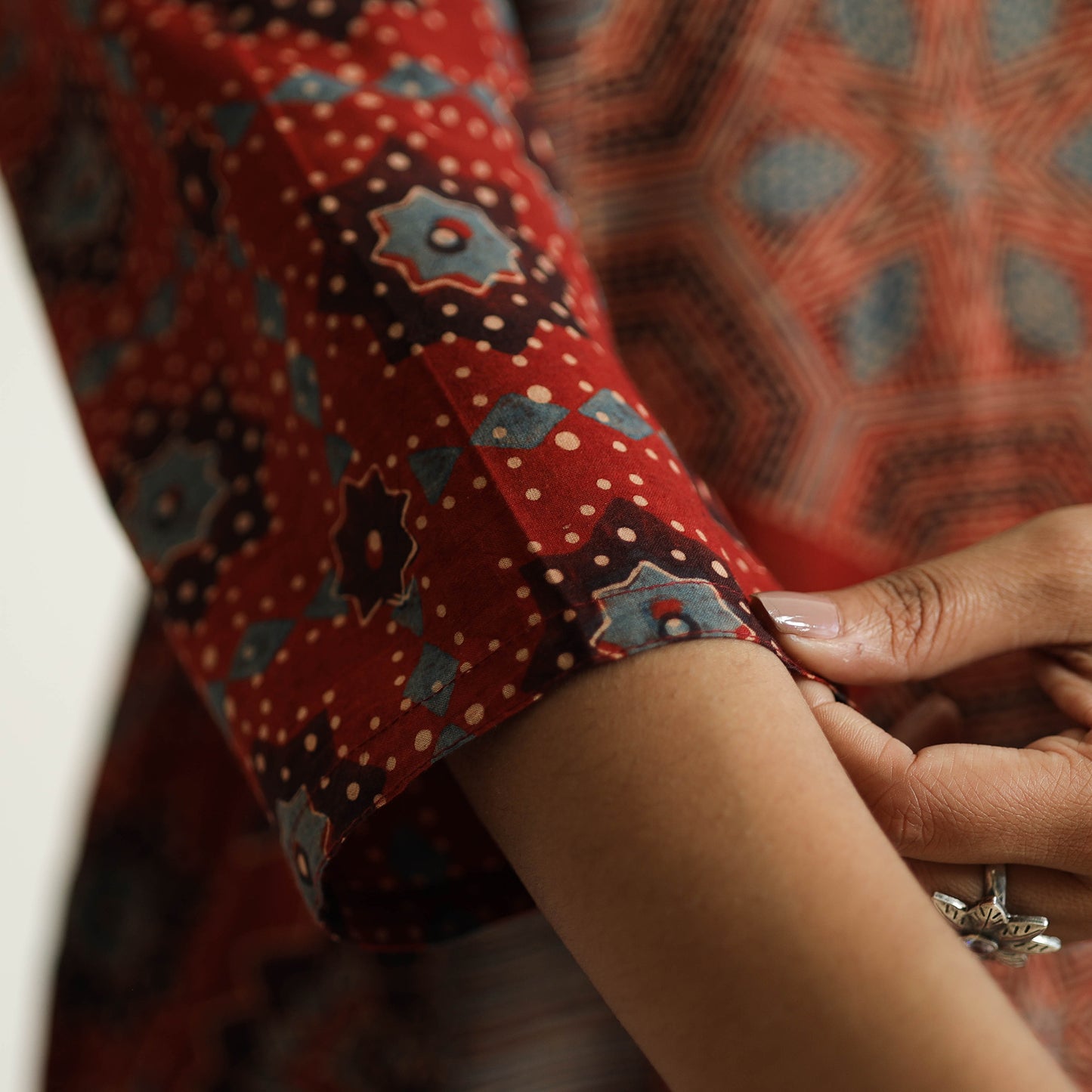 Ajrakh Block Printed Cotton Straight Kurta for Women