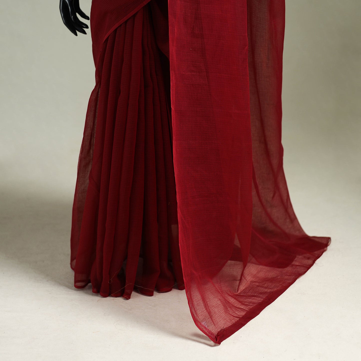 Red - Nazaakat Kota Doria Cotton Plain Saree with Blouse & Jewellery Set 156