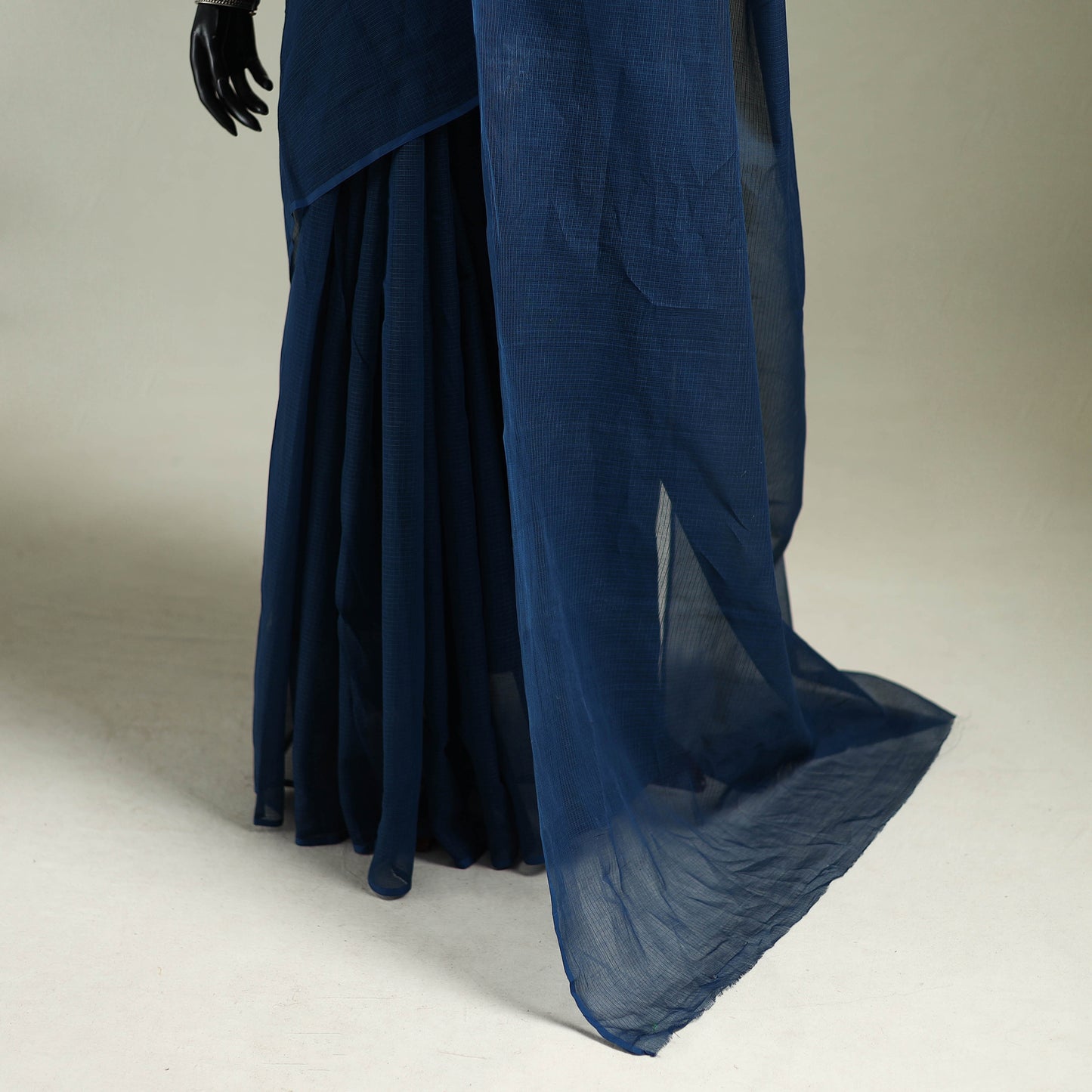 Blue - Nazaakat Kota Doria Cotton Plain Saree with Blouse & Jewellery Set 159