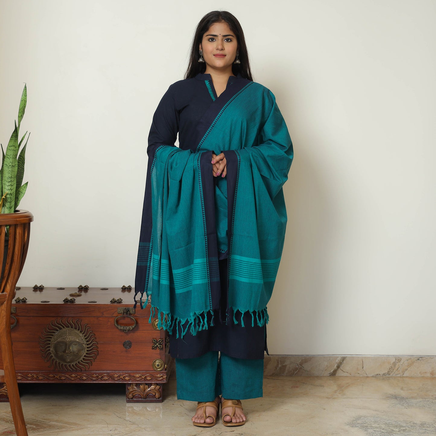 Dharwad Cotton Kurta with Palazzo & Dupatta Set 05