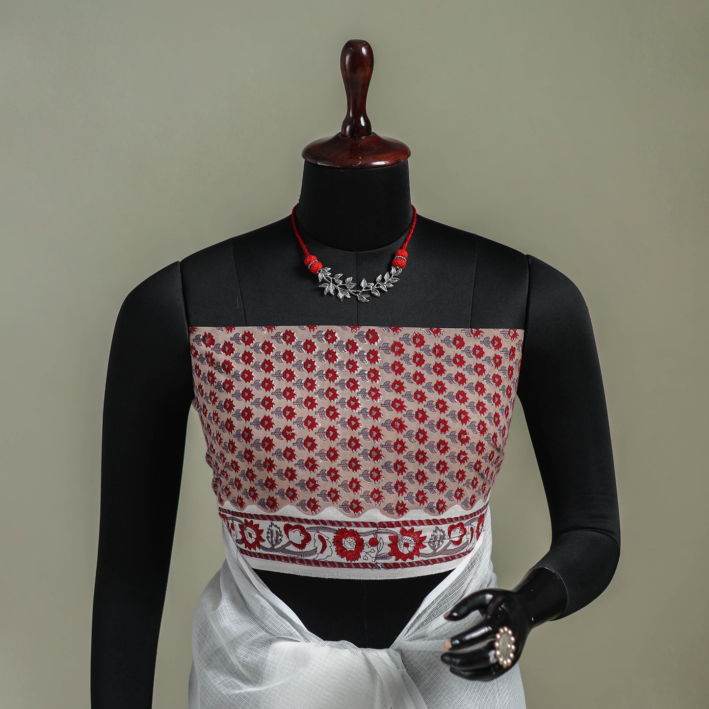 White - Nazaakat Kota Doria Cotton Plain Saree with Blouse & Jewellery Set 160