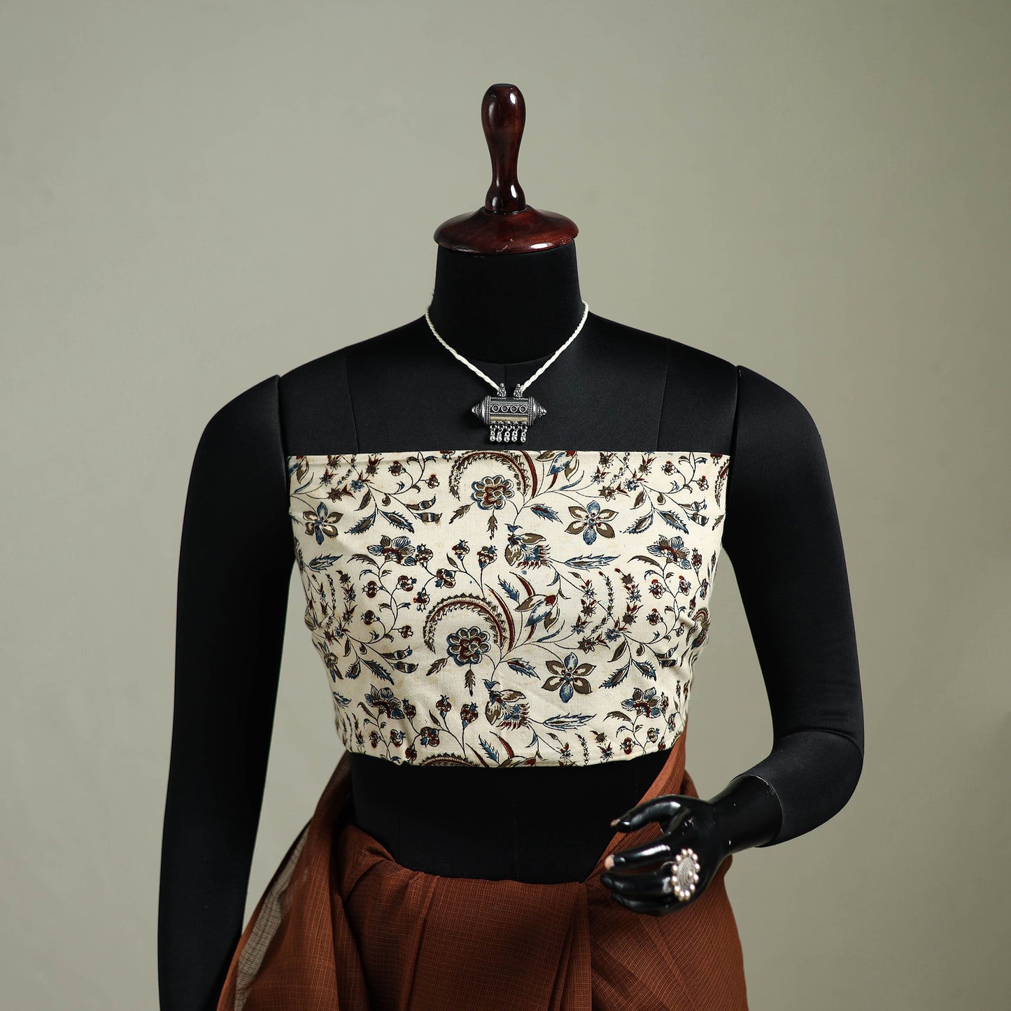 Brown - Nazaakat Kota Doria Cotton Plain Saree with Blouse & Jewellery Set 163
