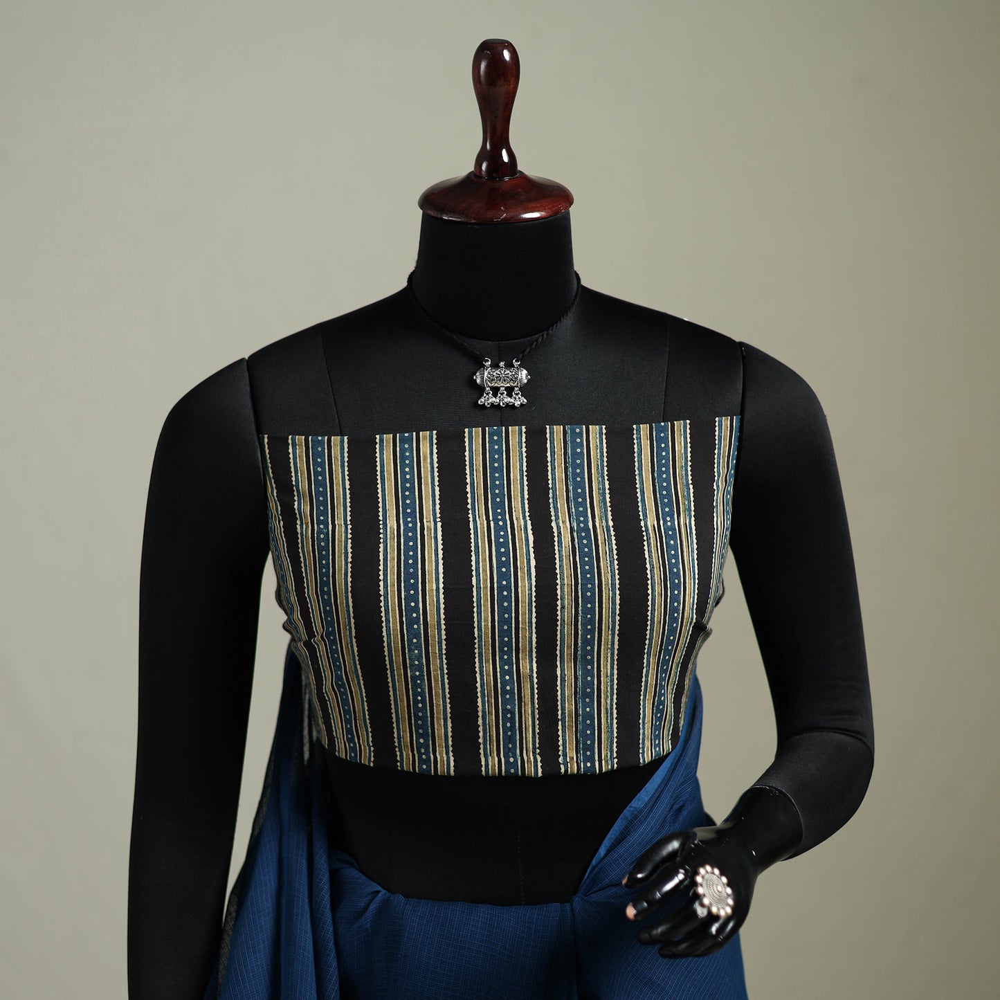 Blue - Nazaakat Kota Doria Cotton Plain Saree with Blouse & Jewellery Set 167