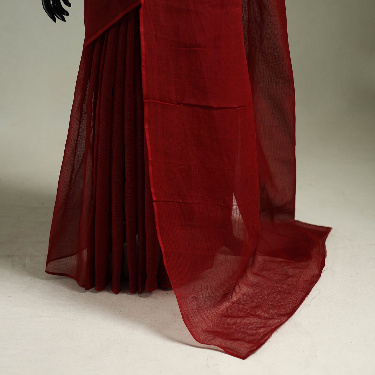 Red - Nazaakat Kota Doria Cotton Plain Saree with Blouse & Jewellery Set 171