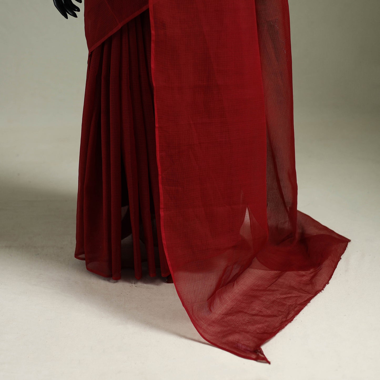 Red - Nazaakat Kota Doria Cotton Plain Saree with Blouse & Jewellery Set 183