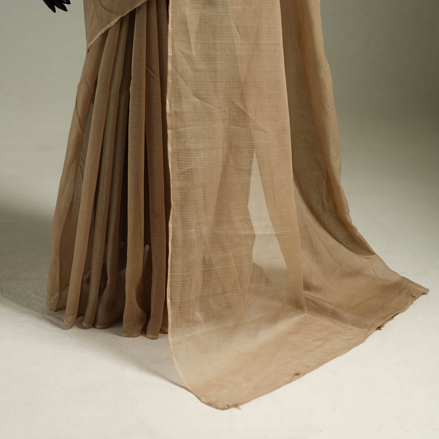 Brown - Nazaakat Kota Doria Cotton Plain Saree with Blouse & Jewellery Set 189