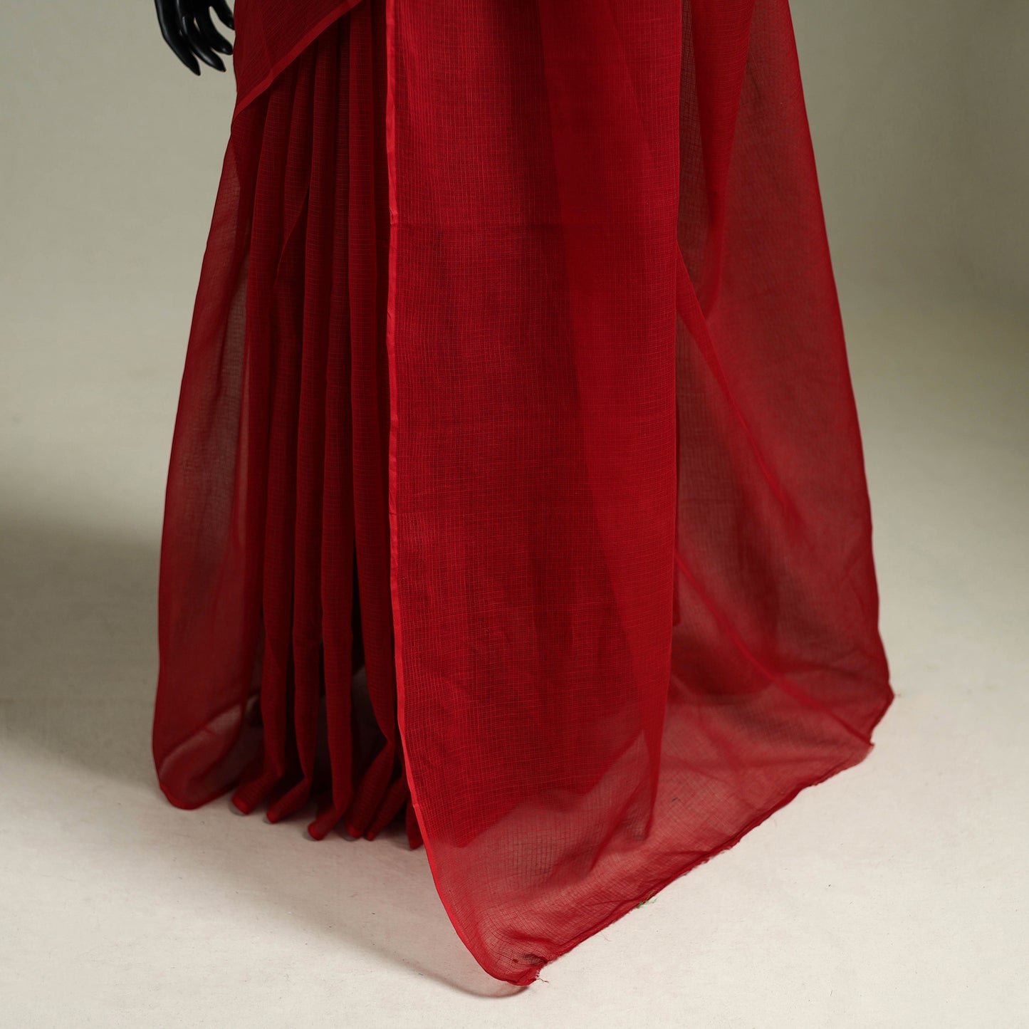 Red - Nazaakat Kota Doria Cotton Plain Saree with Blouse & Jewellery Set 192