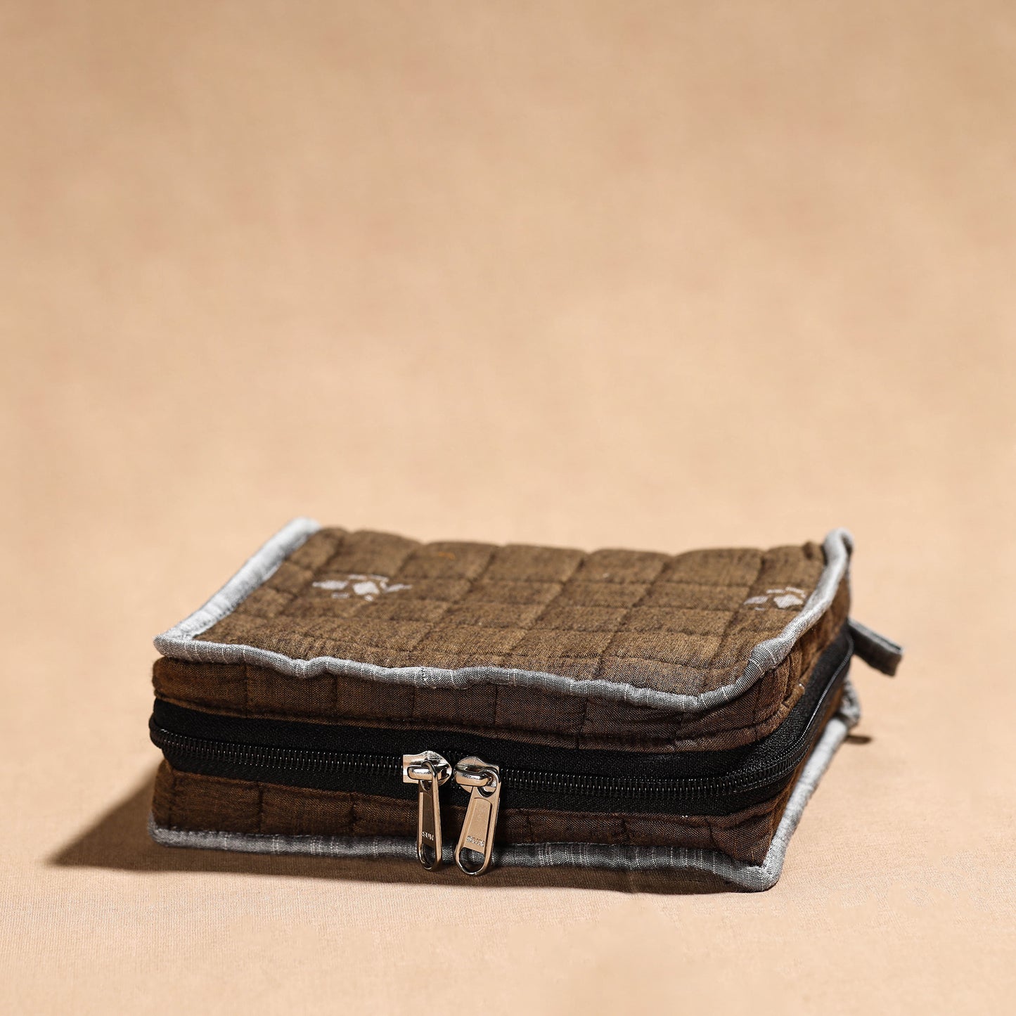 Brown Handmade 4 Pockets Cotton Jewelry Bag 32