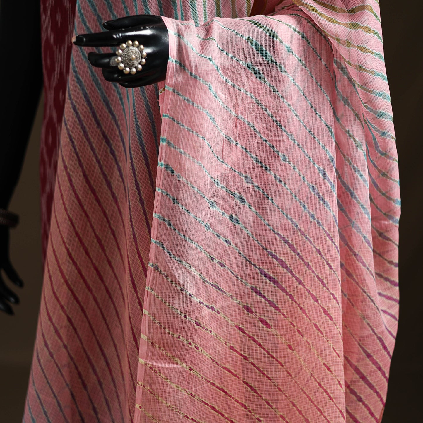 Pink - Kota Doria Cotton Tie-Dye Leheriya Dupatta with Tassels 03
