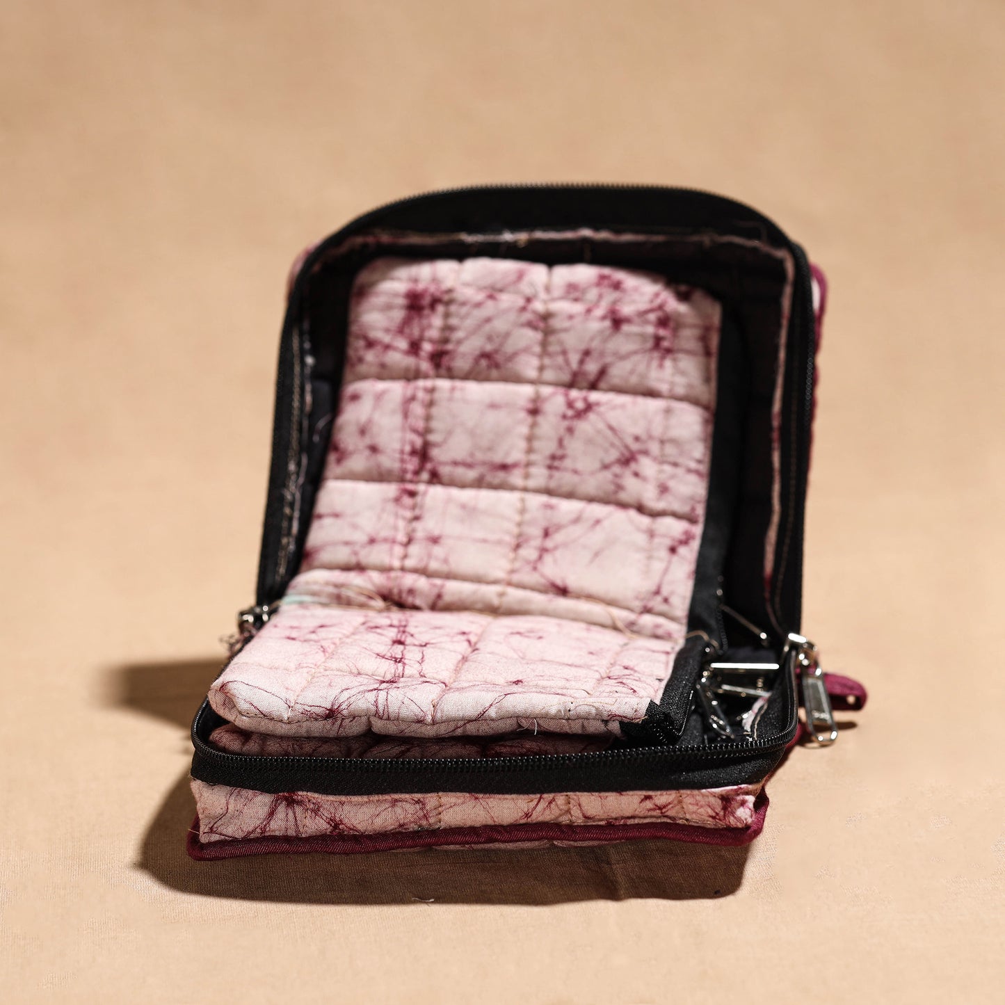 Pink Handmade 4 Pockets Cotton Jewelry Bag