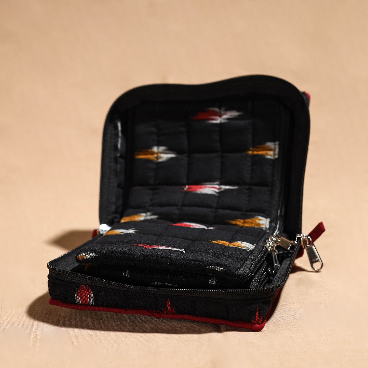 Black Handmade 4 Pockets Cotton Jewelry Bag 45