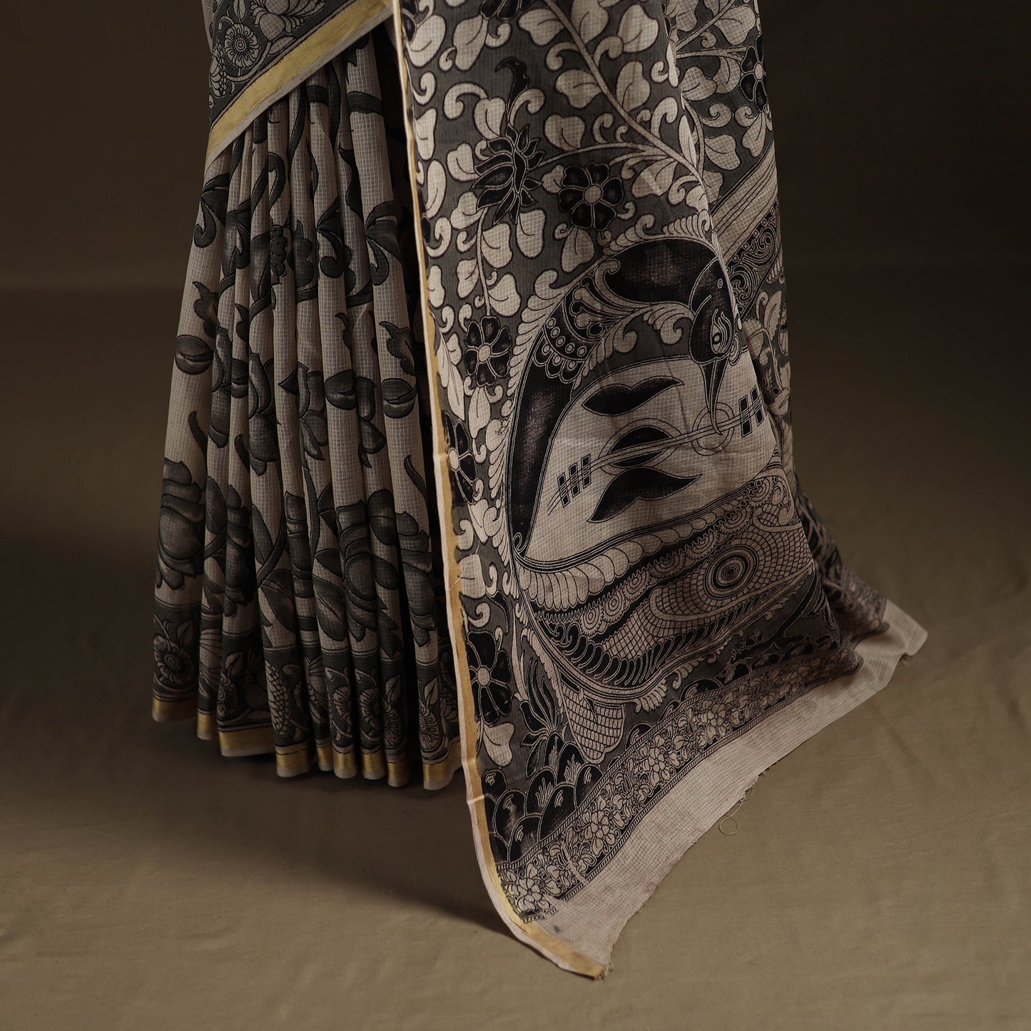 Kalamkari Printed Kota Doria Cotton Saree 01