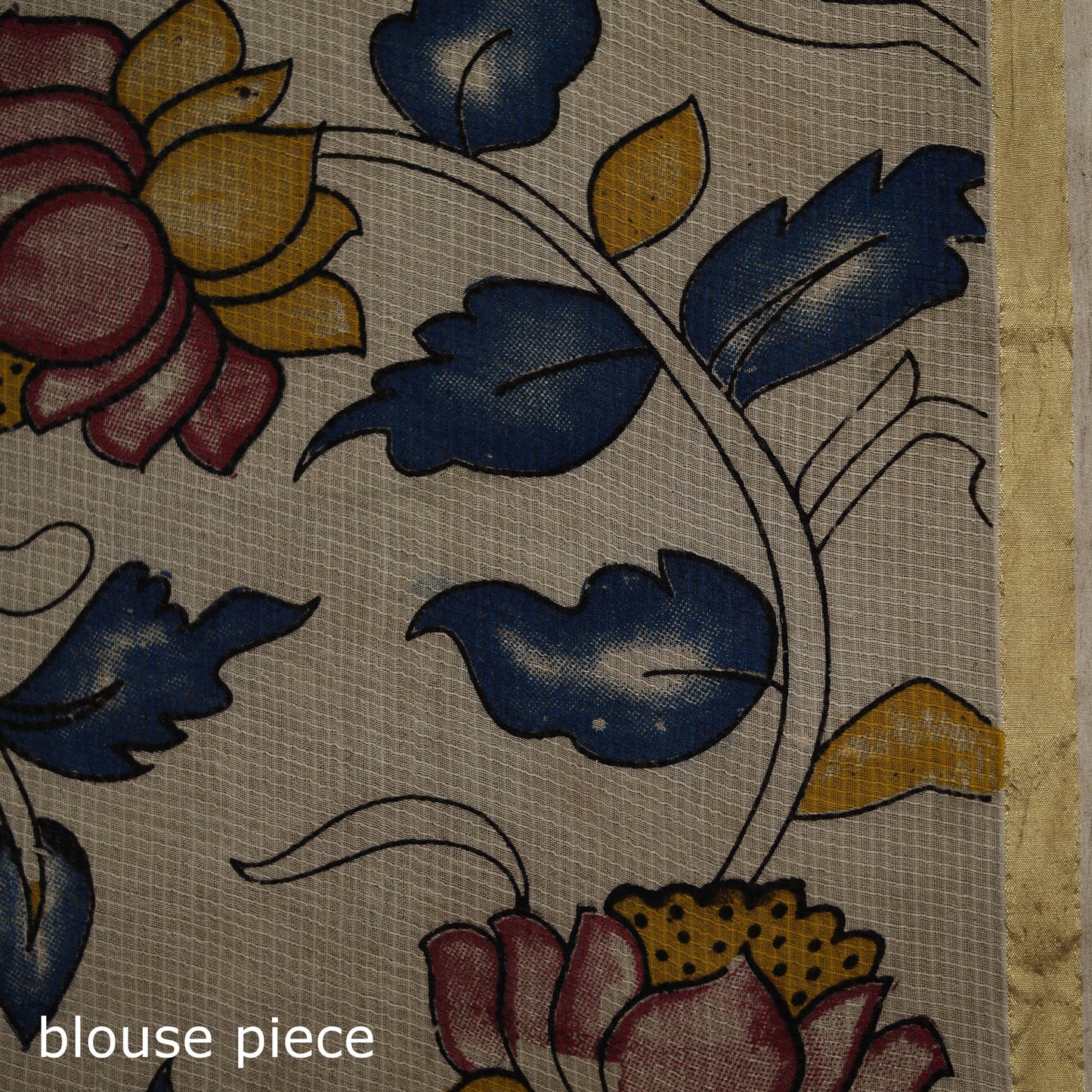 Kalamkari Printed Kota Doria Cotton Saree 03