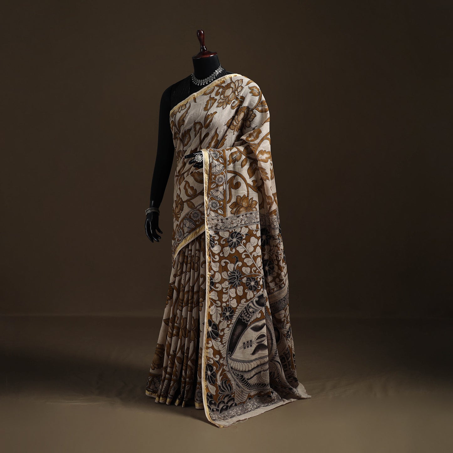 Kalamkari Printed Kota Doria Cotton Saree 06