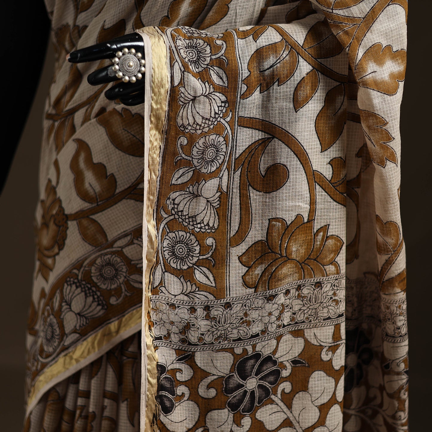 Kalamkari Printed Kota Doria Cotton Saree 06