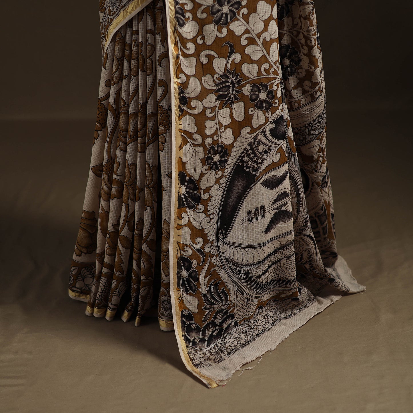 Kalamkari Printed Kota Doria Cotton Saree 06