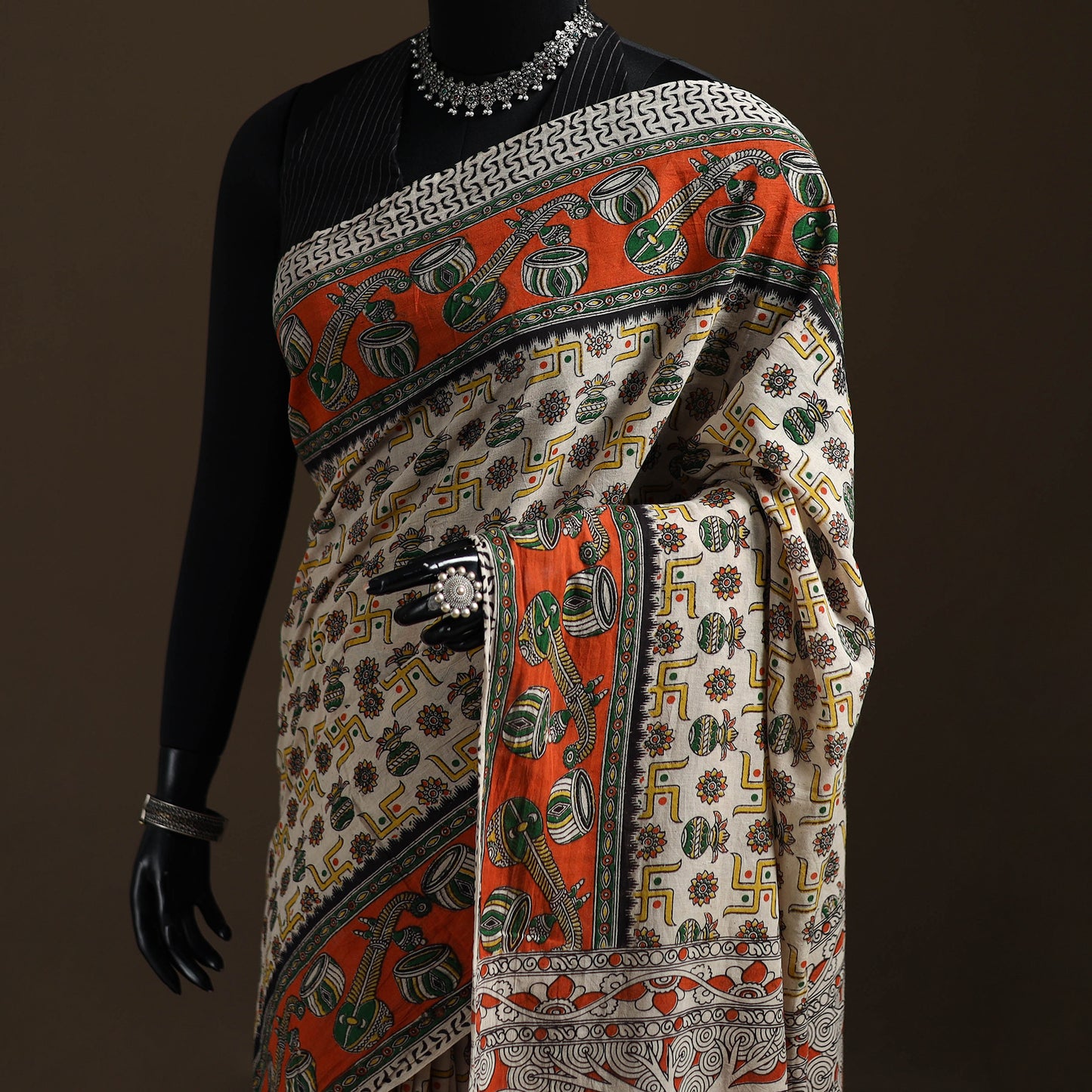 Kalamkari Printed Pure Mul Cotton Saree 12