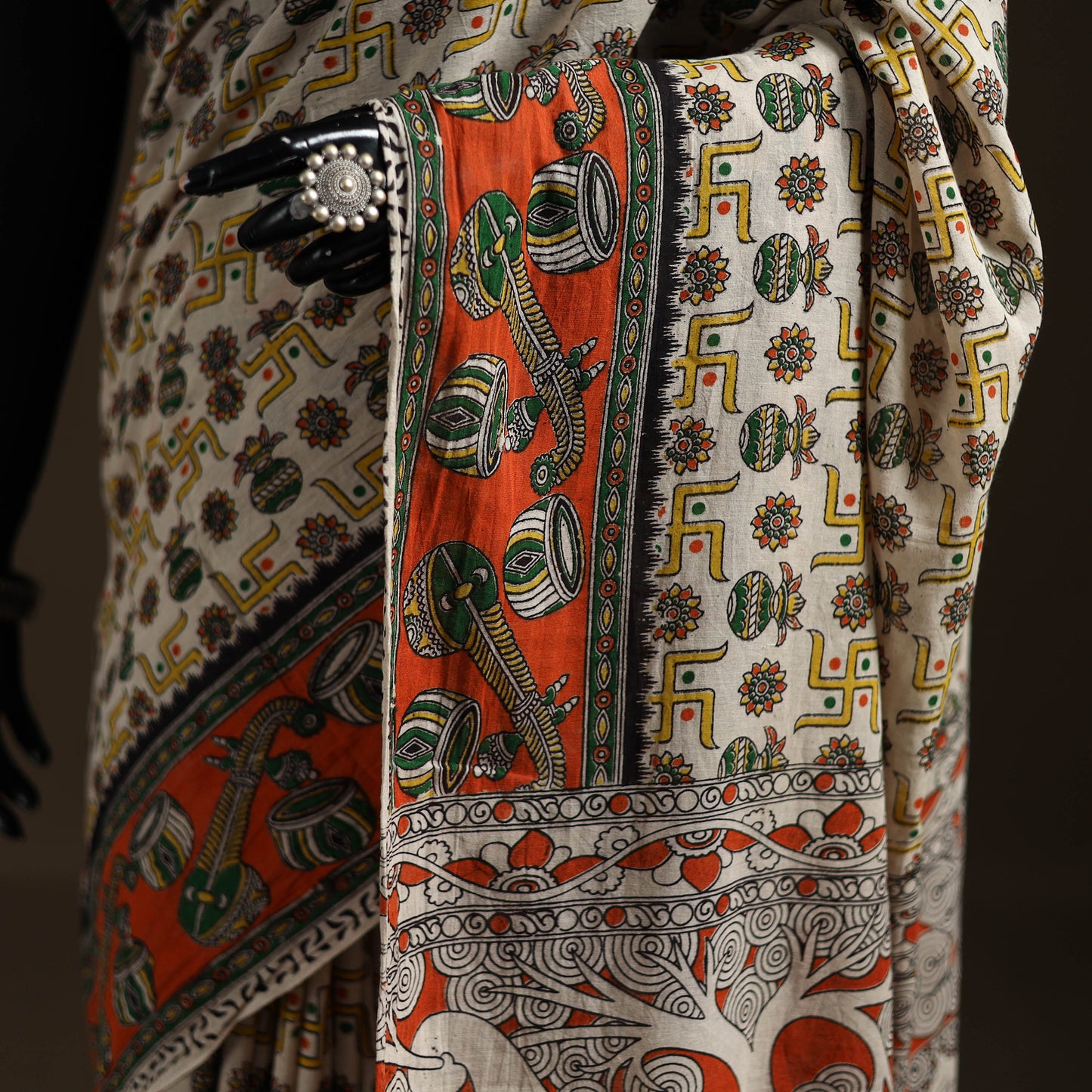 Kalamkari Printed Pure Mul Cotton Saree 12