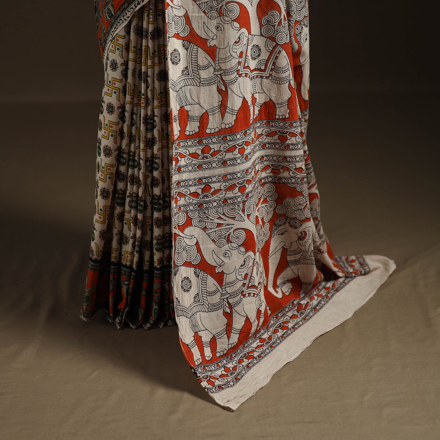 Kalamkari Printed Pure Mul Cotton Saree 12
