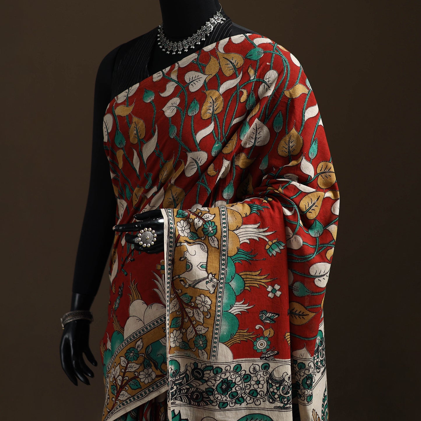Kalamkari Printed Pure Mul Cotton Saree 14
