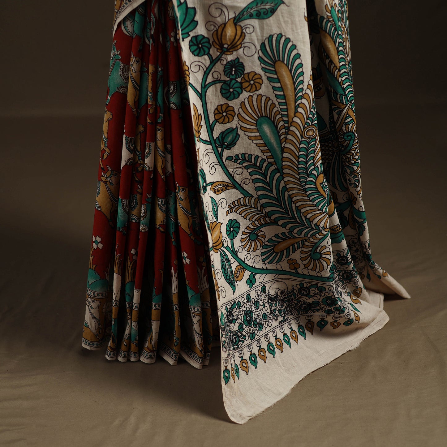 Kalamkari Printed Pure Mul Cotton Saree 14