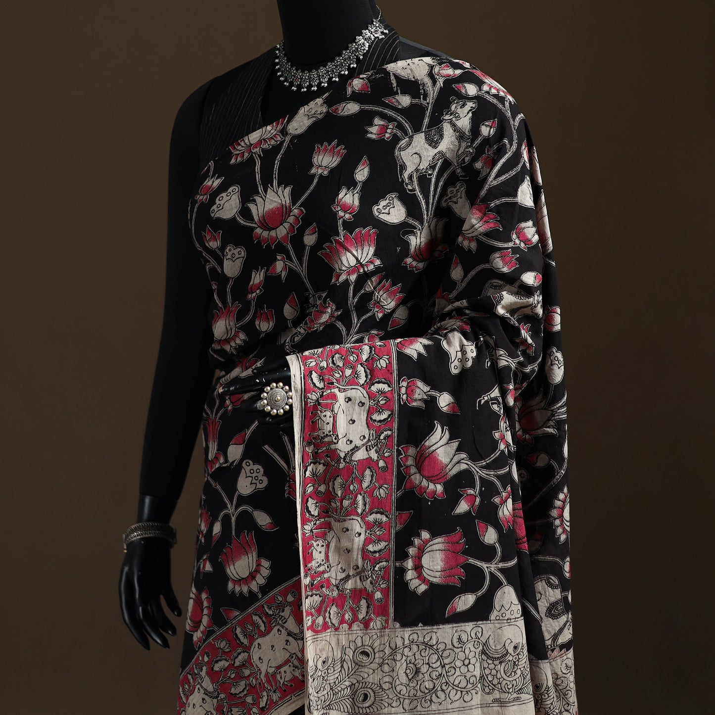 Kalamkari Printed Pure Mul Cotton Saree 15
