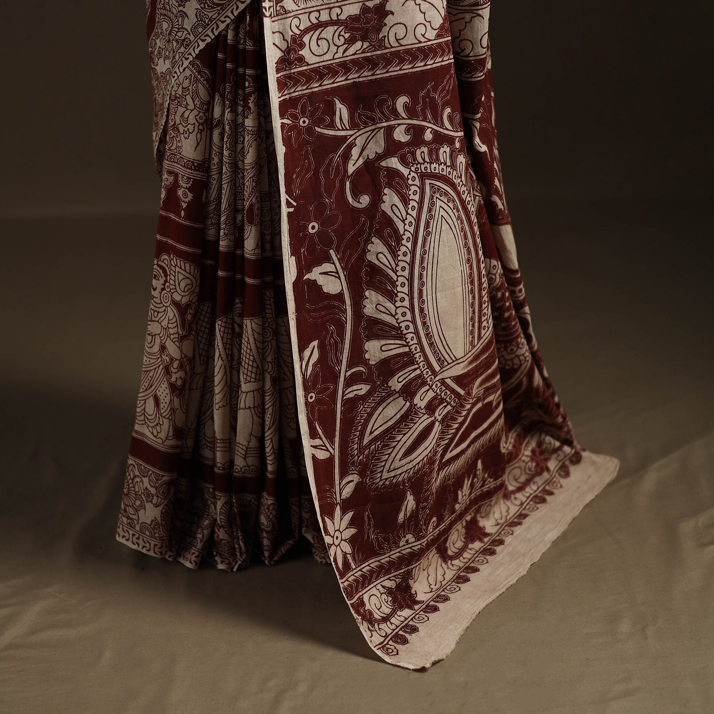 Kalamkari Printed Pure Mul Cotton Saree 16