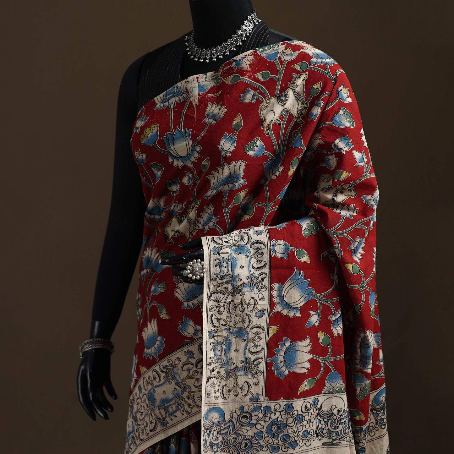 Kalamkari Printed Pure Mul Cotton Saree 23