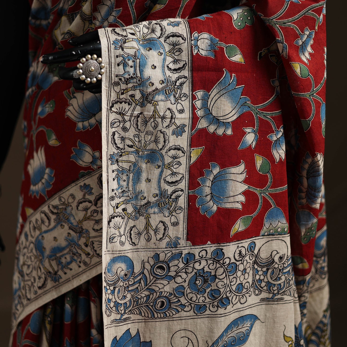 Kalamkari Printed Pure Mul Cotton Saree 23