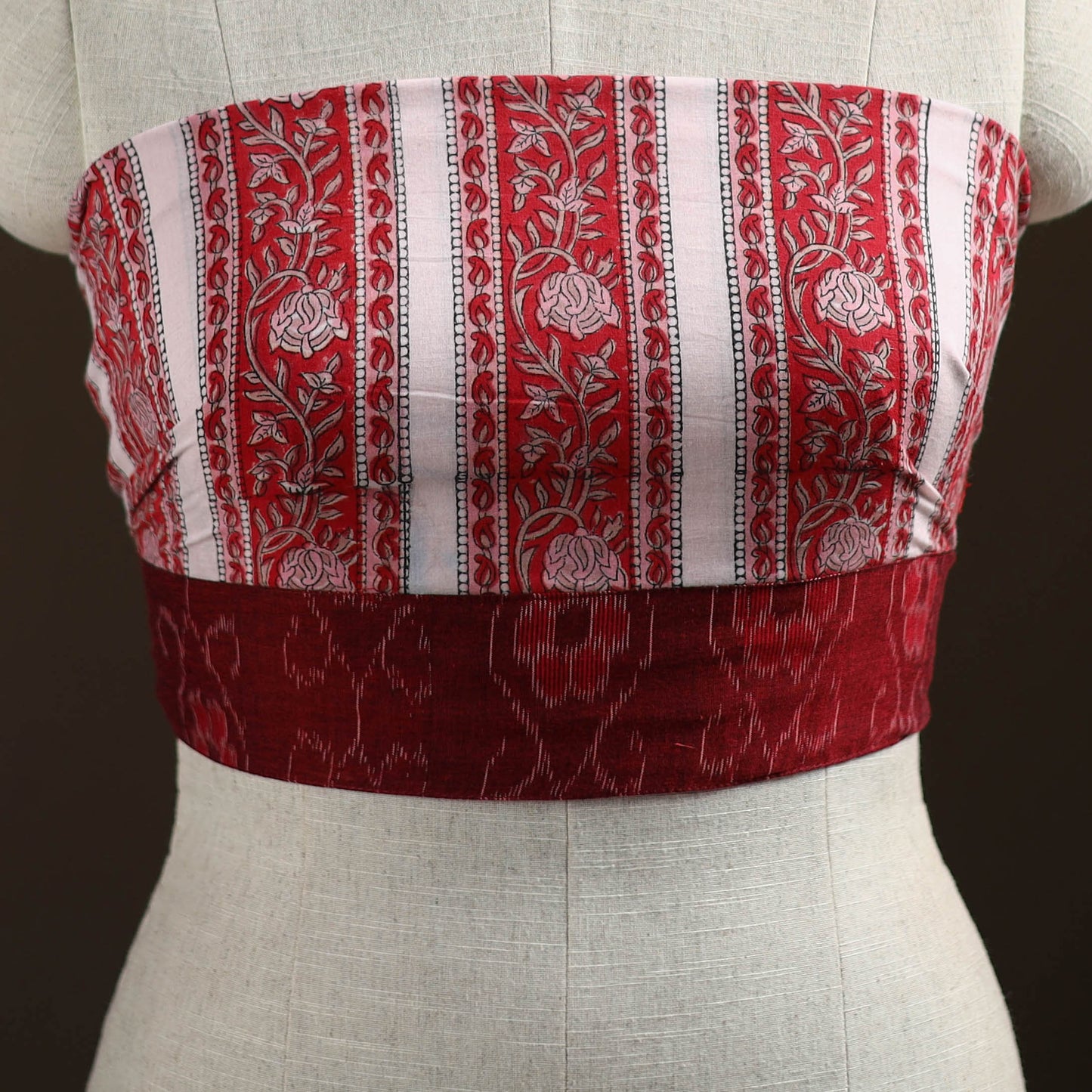 Red - Sanganeri Hand Block Print Cotton Blouse Piece 03