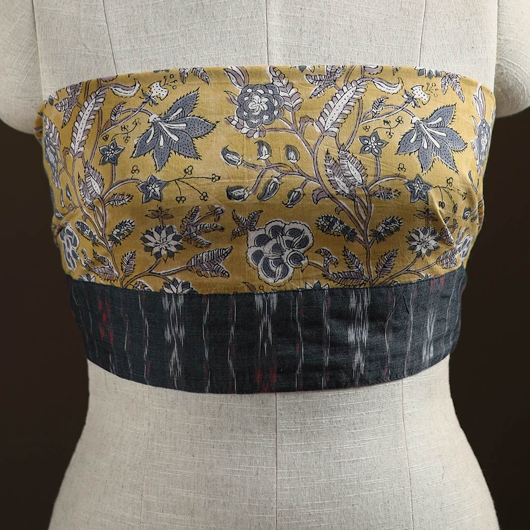 Yellow - Sanganeri Hand Block Print Cotton Blouse Piece 10