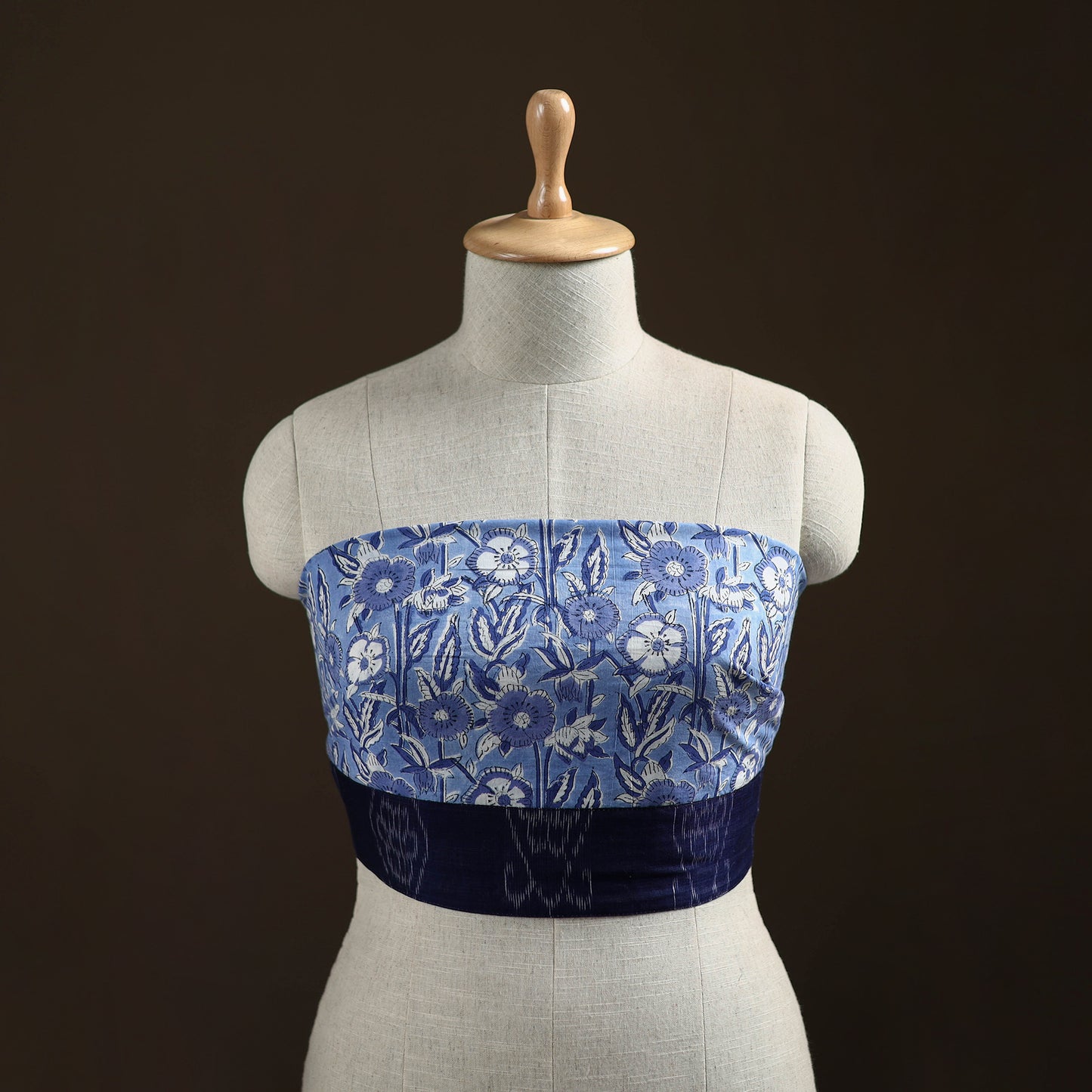 Blue - Sanganeri Hand Block Print Cotton Blouse Piece 12