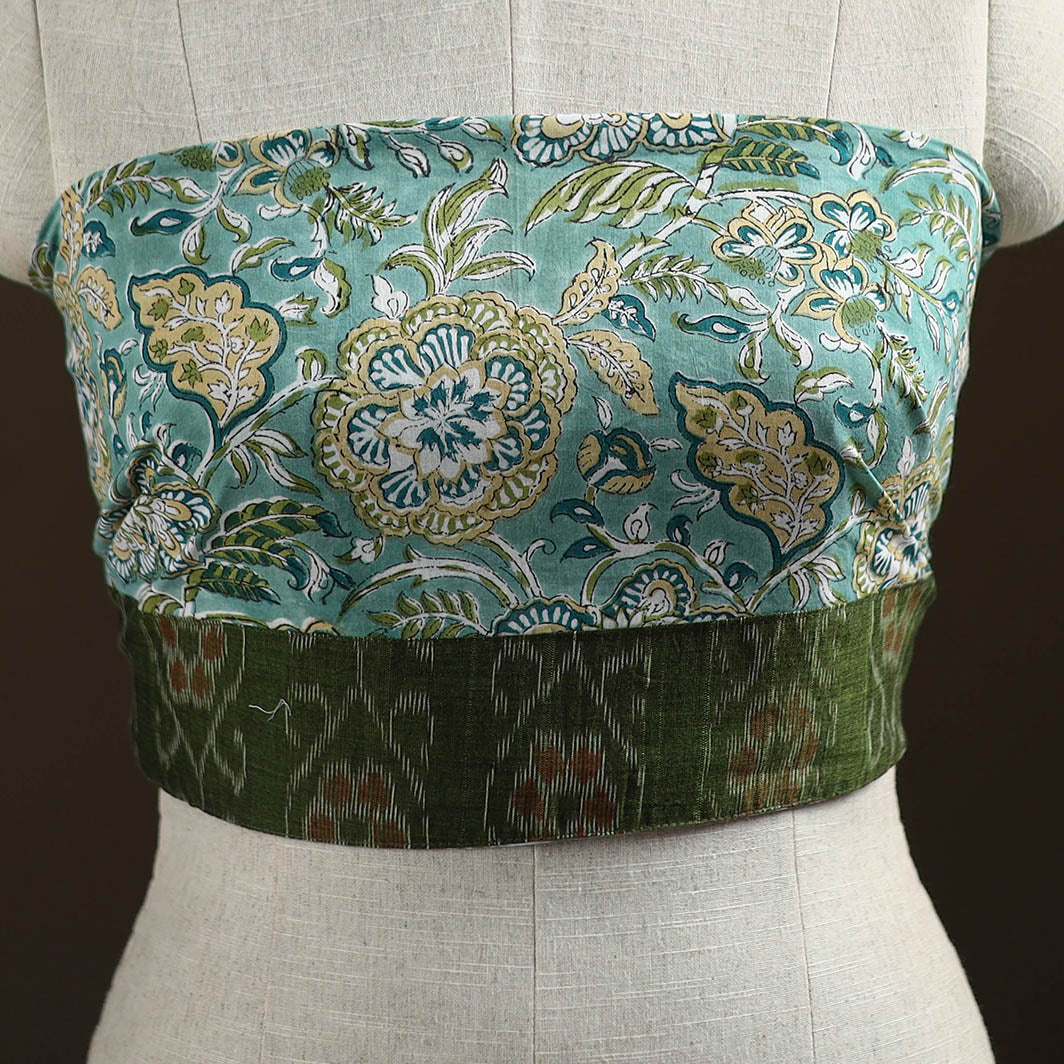 Green - Sanganeri Hand Block Print Cotton Blouse Piece 19