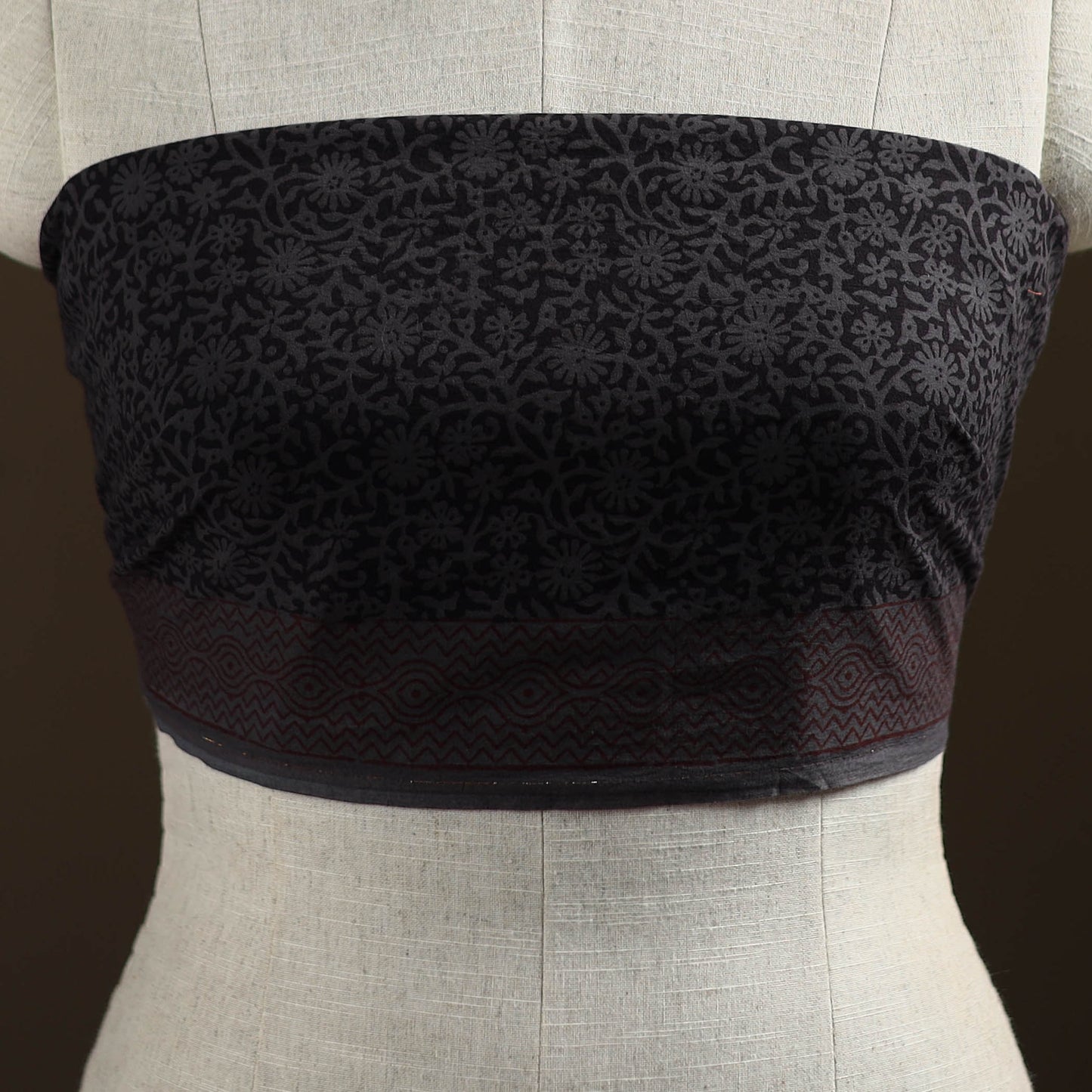 Black - Bagh Hand Block Print Natural Dyed Cotton Blouse Piece 27