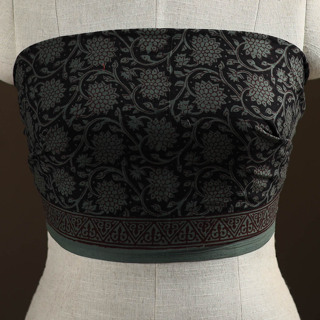 Black - Bagh Hand Block Print Natural Dyed Cotton Blouse Piece 30