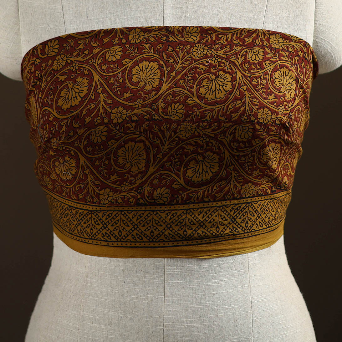 Brown - Bagh Hand Block Print Natural Dyed Cotton Blouse Piece 36
