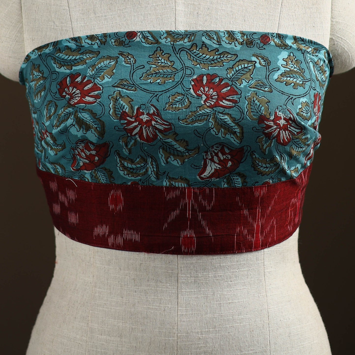 Blue - Bagru Hand Block Print Natural Dyed Cotton Blouse Piece 37