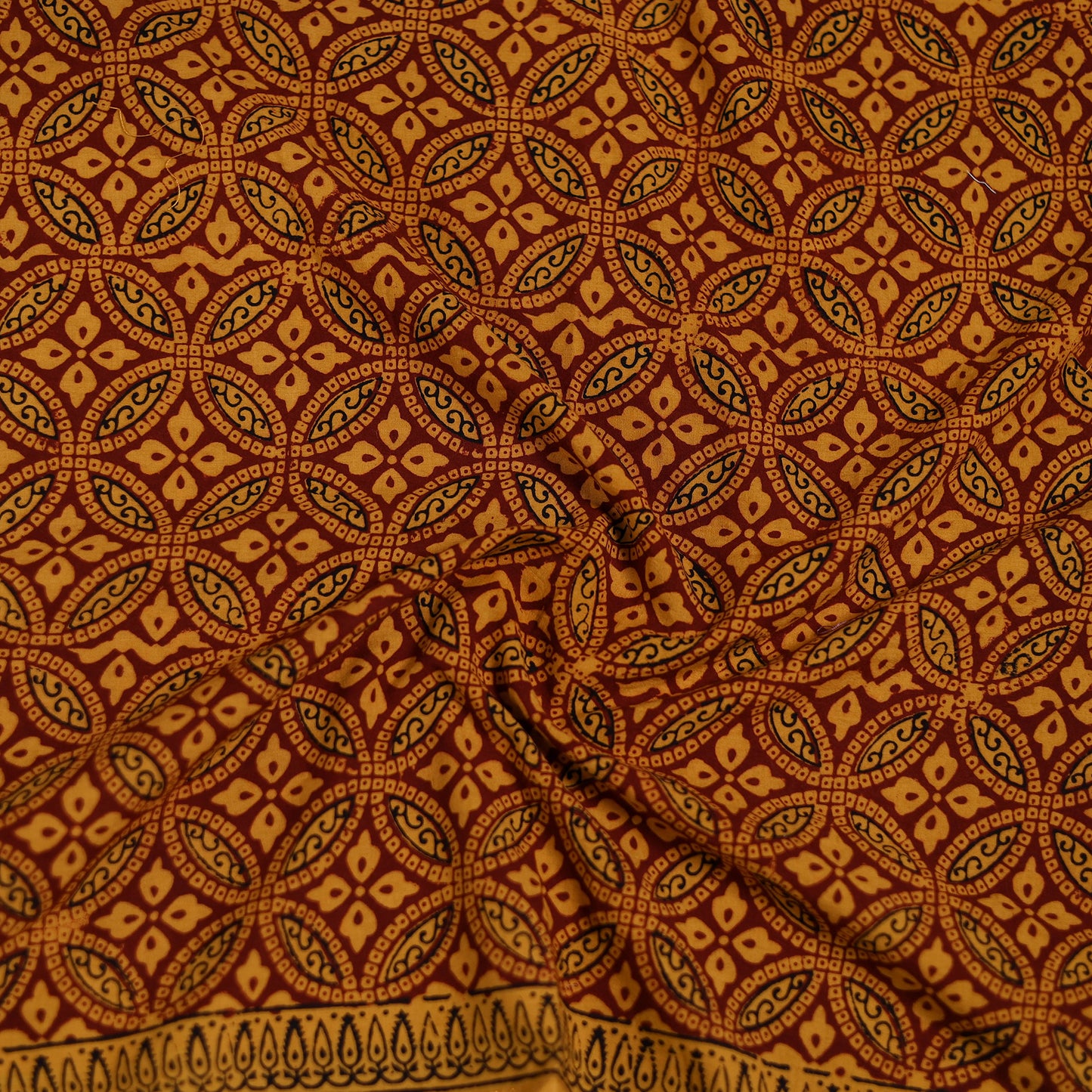 Yellow - Bagh Hand Block Print Natural Dyed Cotton Blouse Piece 33