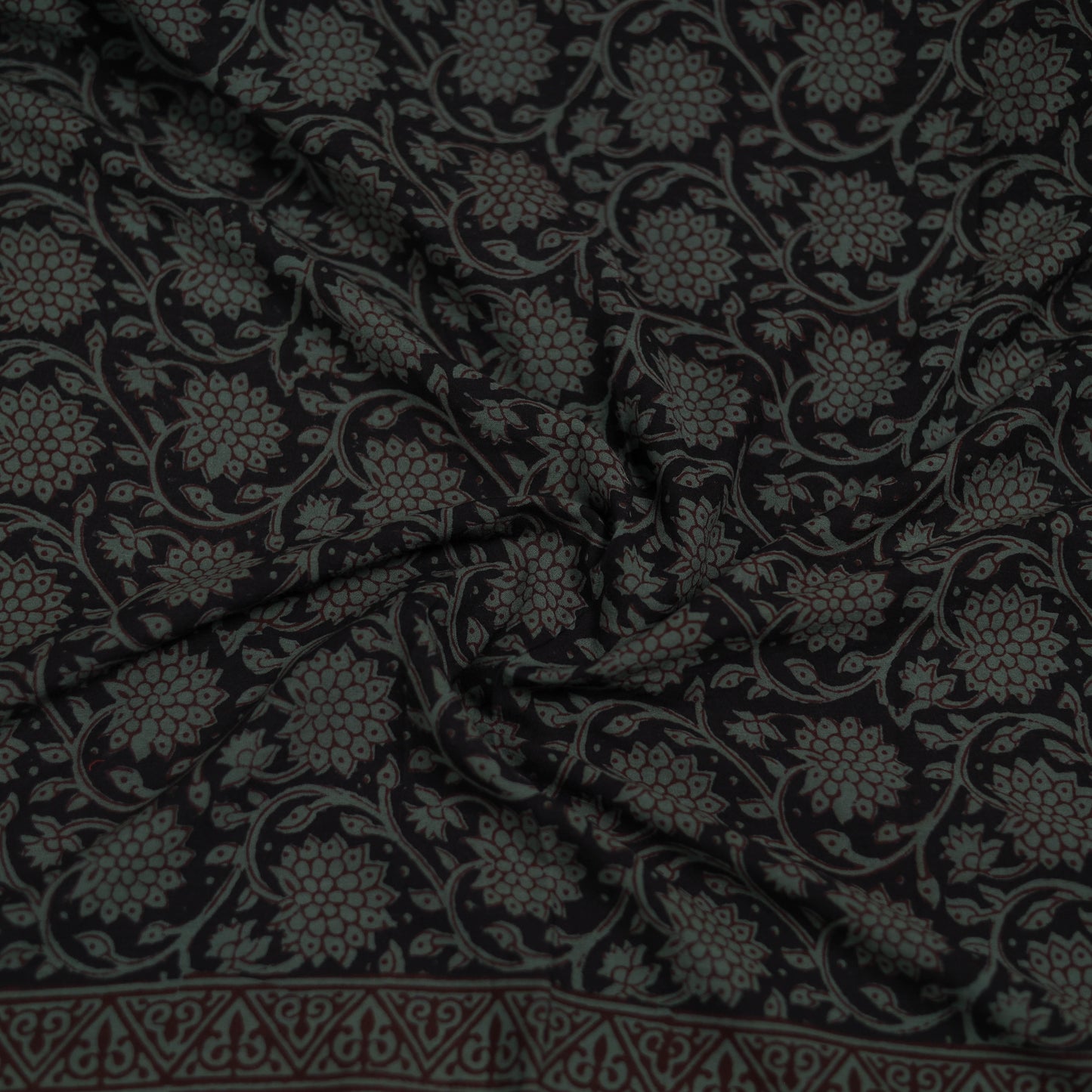 Black - Bagh Hand Block Print Natural Dyed Cotton Blouse Piece 30