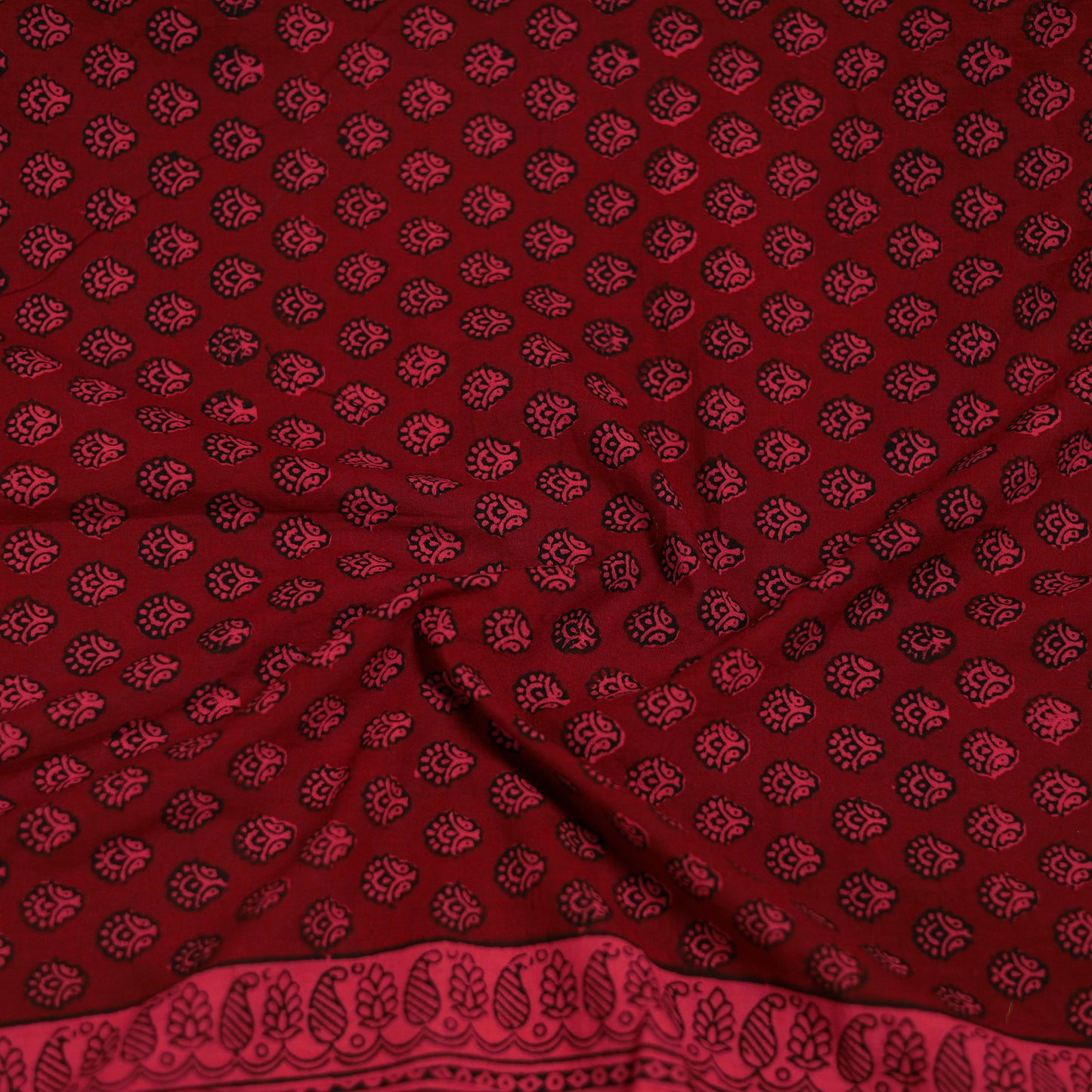 Maroon - Bagh Hand Block Print Natural Dyed Cotton Blouse Piece 28