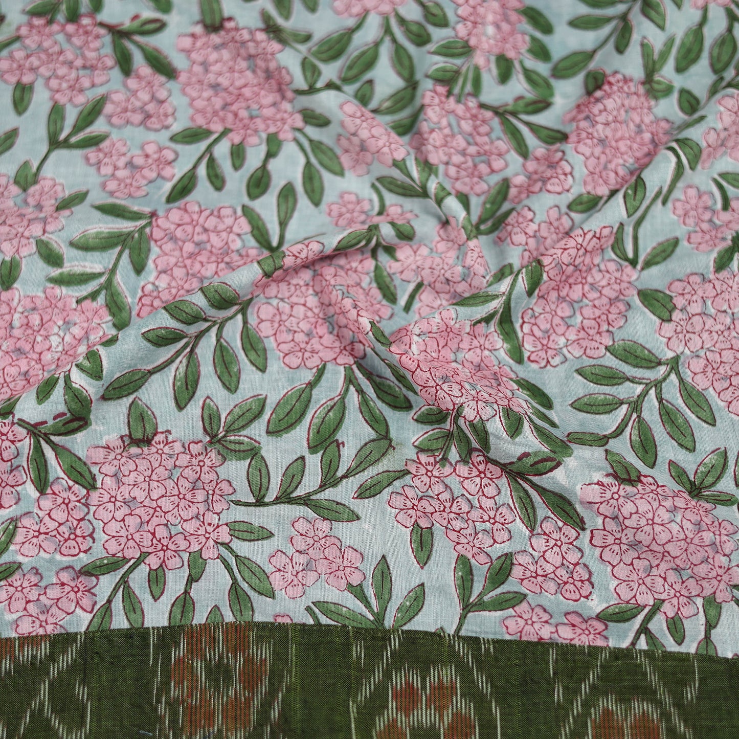 Green - Sanganeri Hand Block Print Cotton Blouse Piece 18