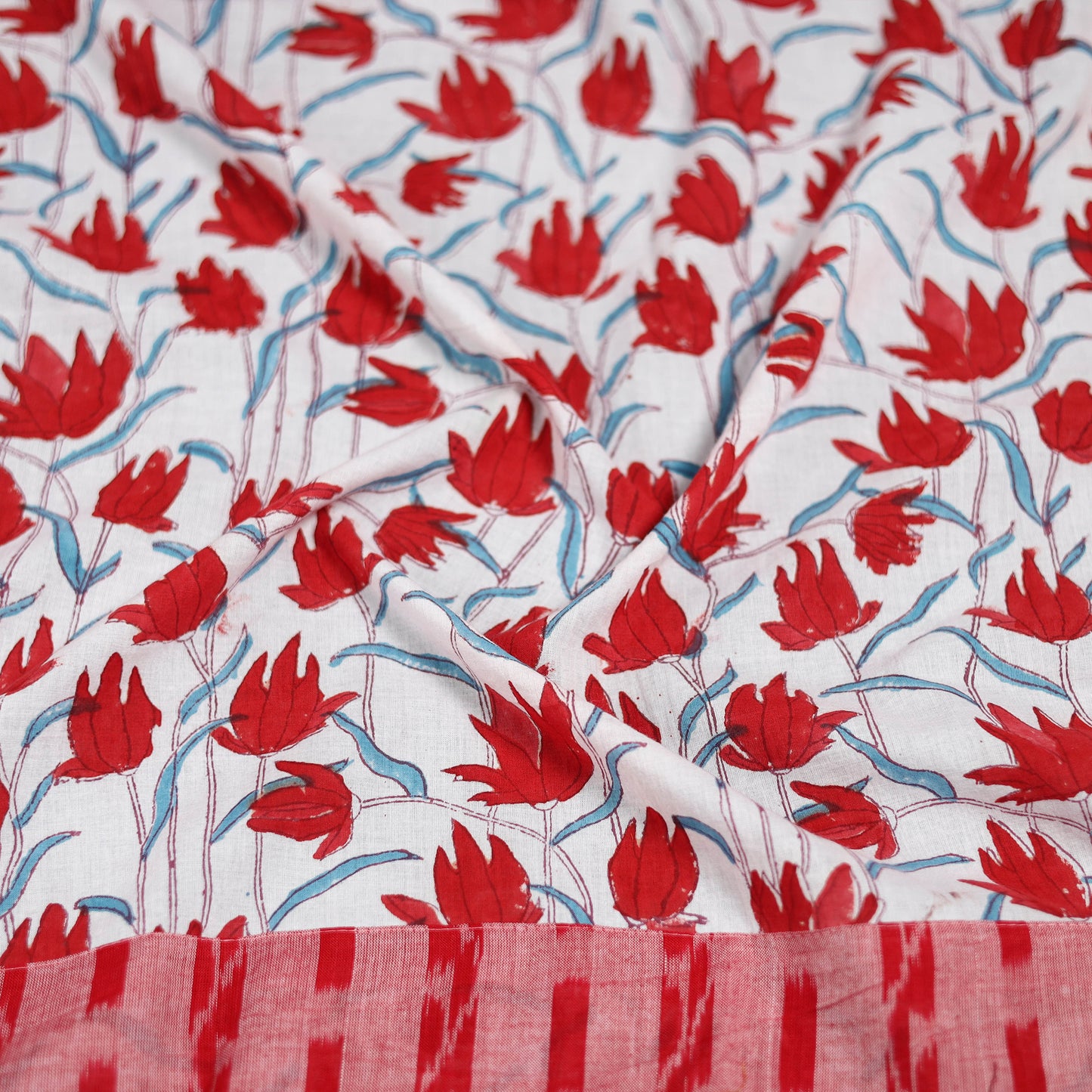 White - Sanganeri Hand Block Print Cotton Blouse Piece 17