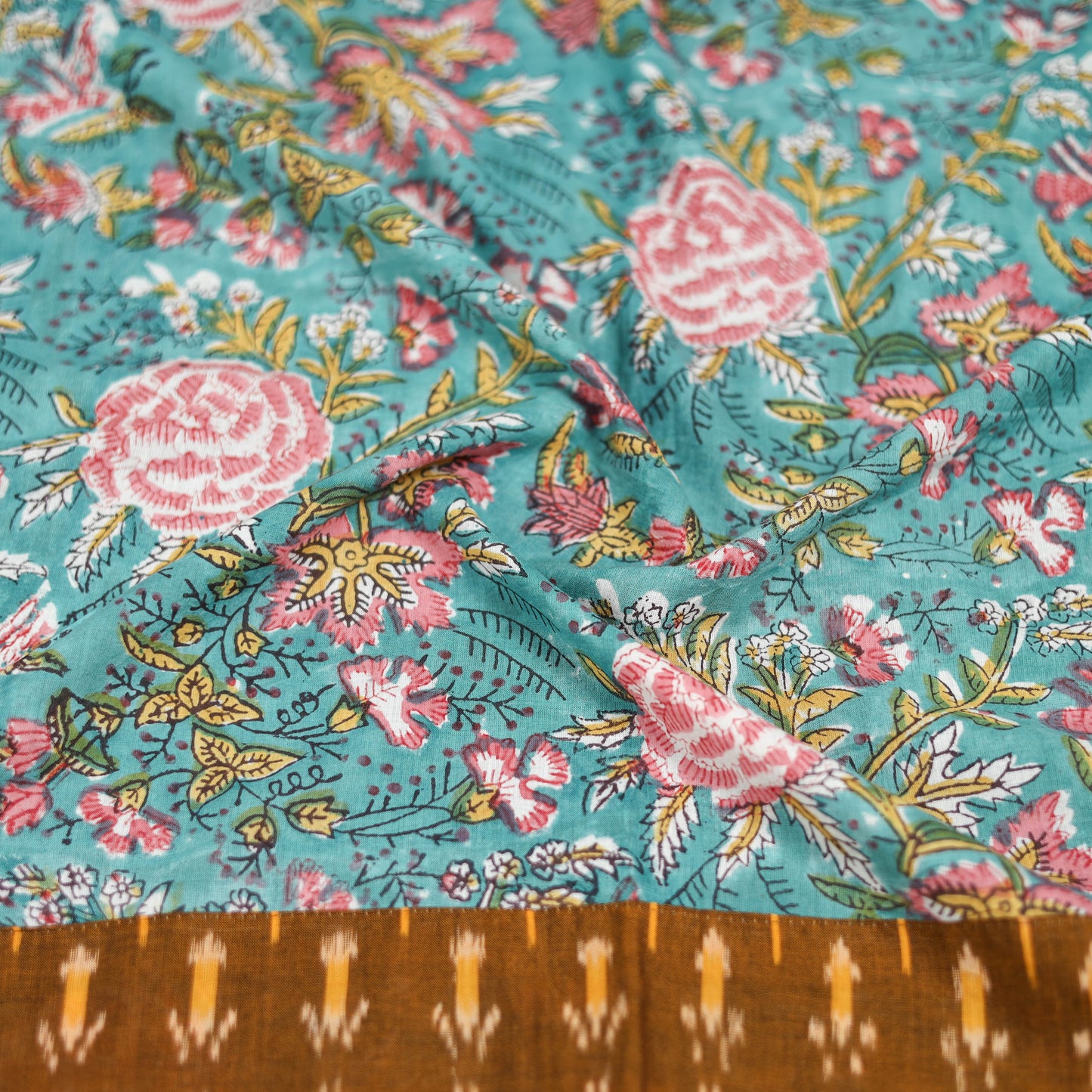 Blue - Sanganeri Hand Block Print Cotton Blouse Piece 06